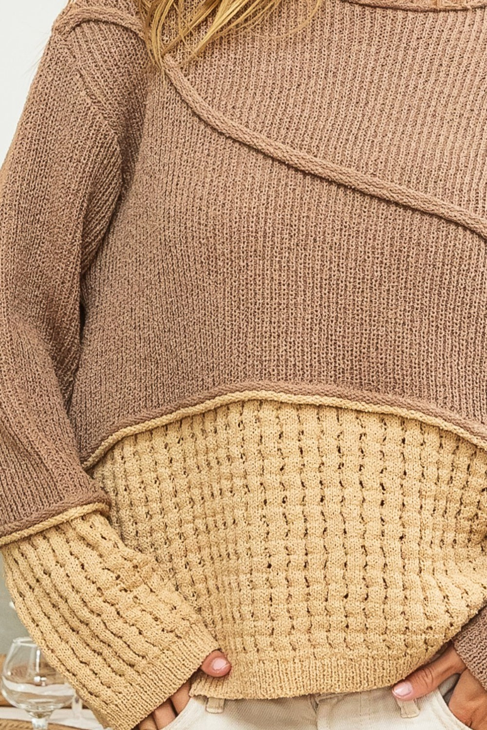 Texture Contrast Sweater - Cozy & Chic | Uneeque Designzz