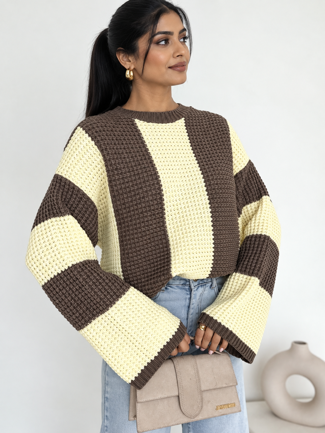 Color Block Long Sleeve Sweater by Uneeque Designzz