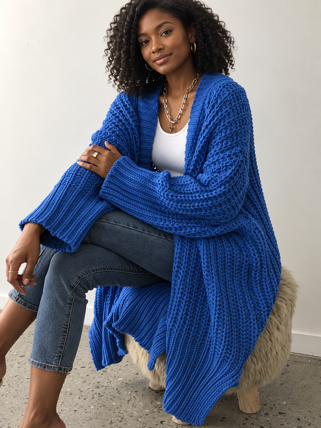 Chunky Knit Open-Front Cardigan by Uneeque Designzz