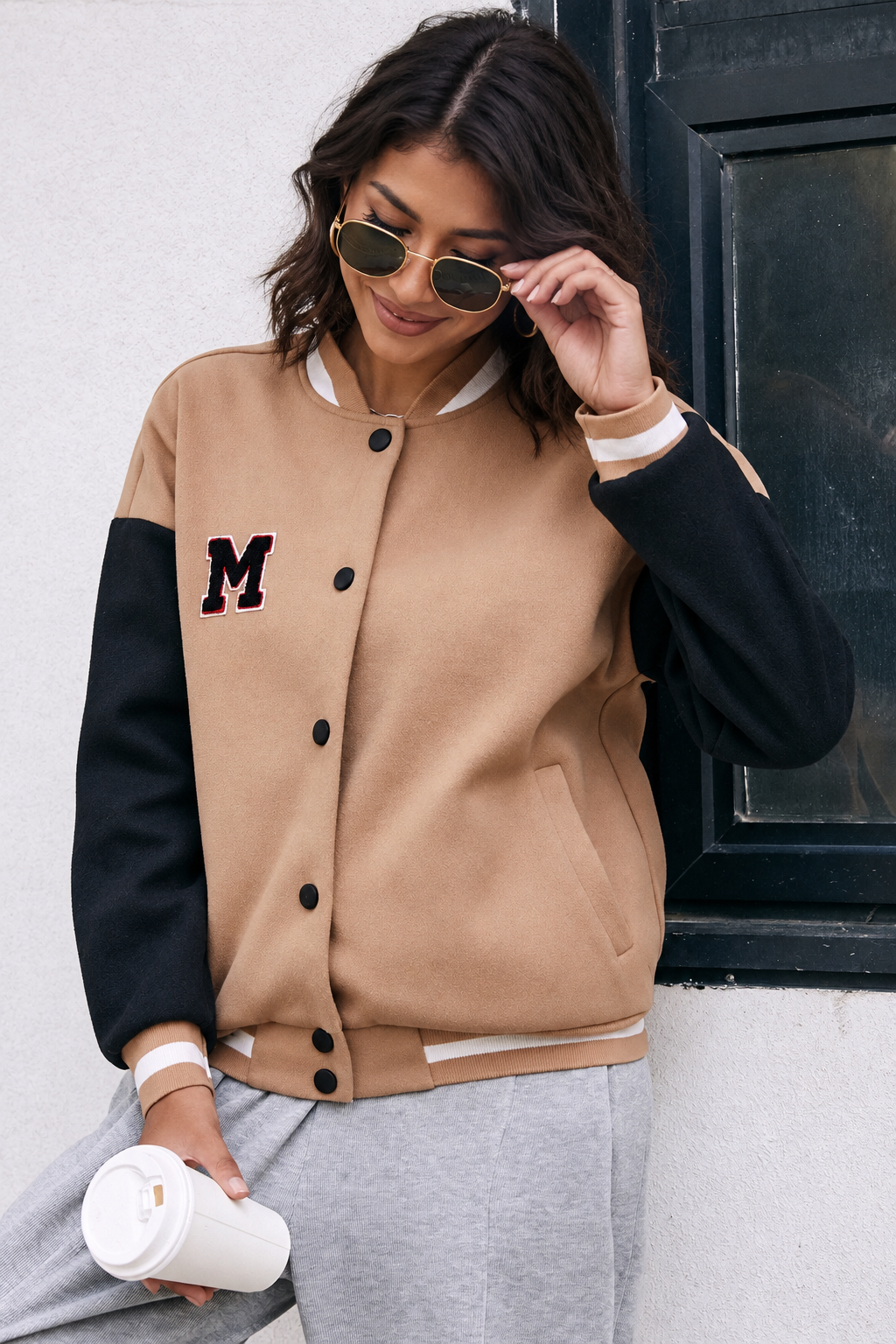 Ivy Lane Contrast Baseball Collar Snap Down Jacket by Trendsi