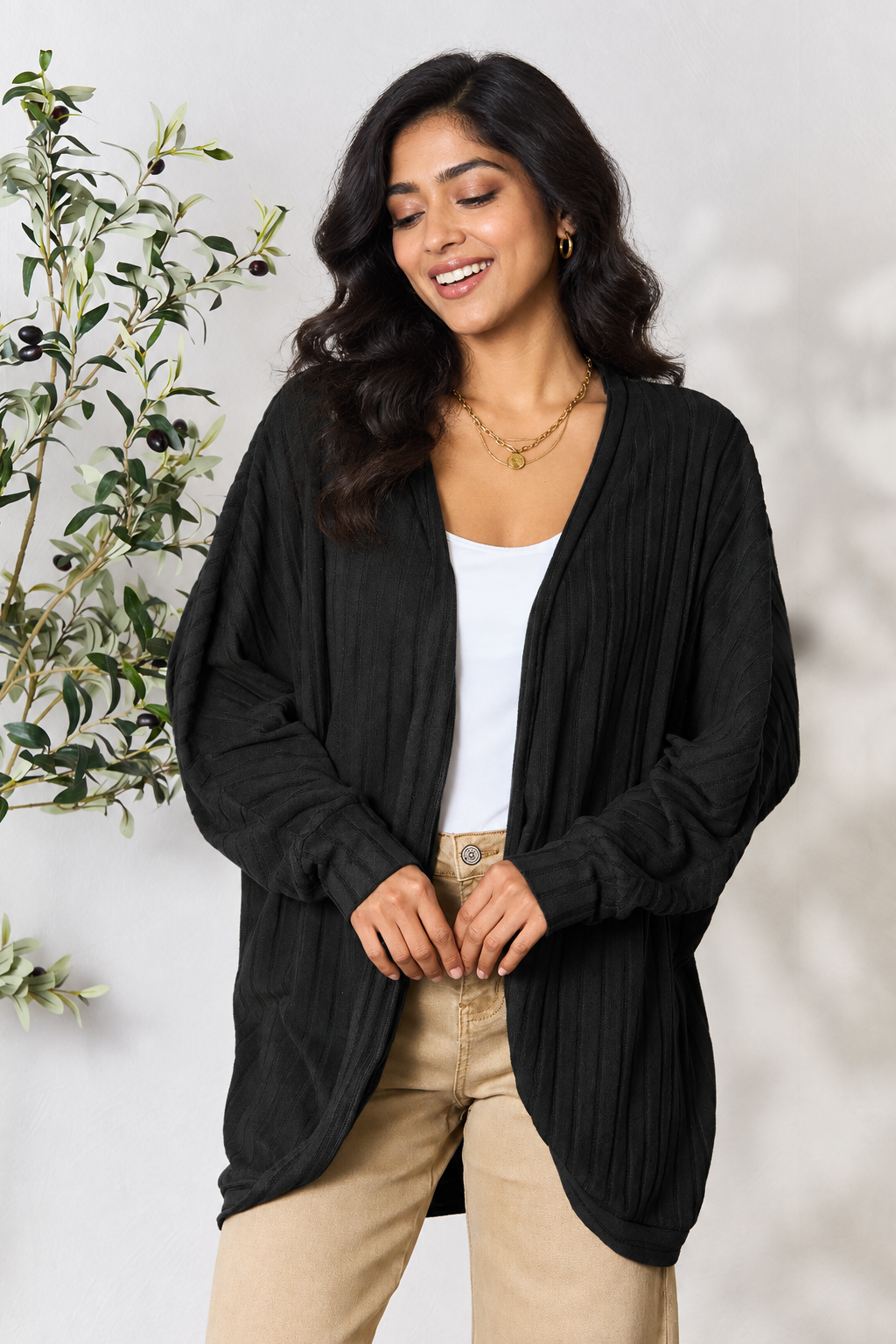 Basic Bae Full Size Ribbed Cocoon Cardigan by Uneeque Designzz