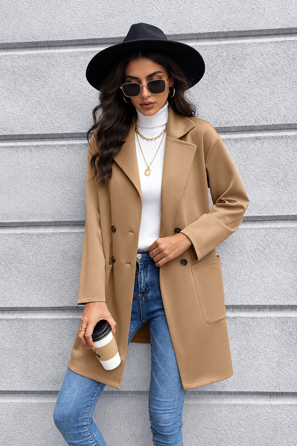 Ivy Lane Lapel Collar Long Sleeve Blazer by Uneeque Designzz