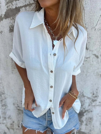 Full Size Collared Neck Half Sleeve Shirt Plus Size – Uneeque Designzz