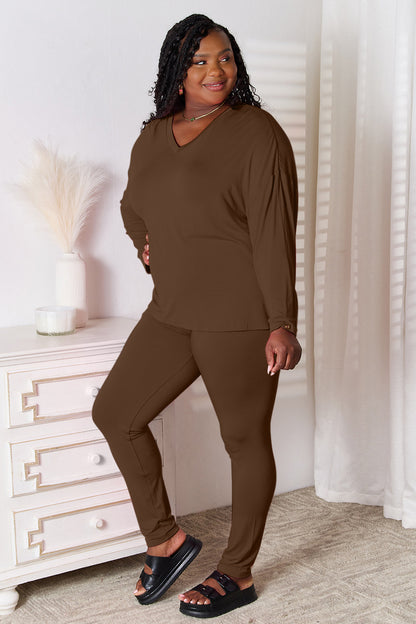 Basic Bae Full Size V-Neck Soft Rayon Long Sleeve Top and Pants Lounge Set – Uneeque Designzz