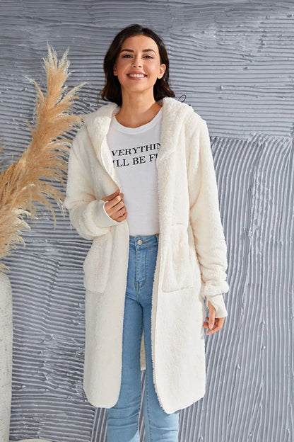 Double Take Full Size Hooded Teddy Bear Jacket with Thumbholes – Uneeque Designzz