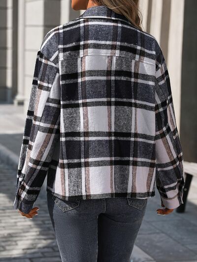 Plaid Button-Up Drop Shoulder Jacket – Uneeque Designzz