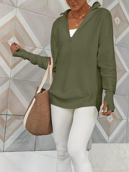 Half Zip Long Sleeve Knit Top – Uneeque Designzz