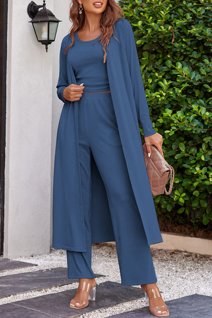 Drawstring Tank, Long Sleeve Cover Up and Pants Set – Uneeque Designzz