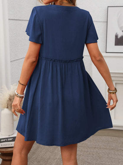 Button Front Flutter Sleeve Dress – Uneeque Designzz