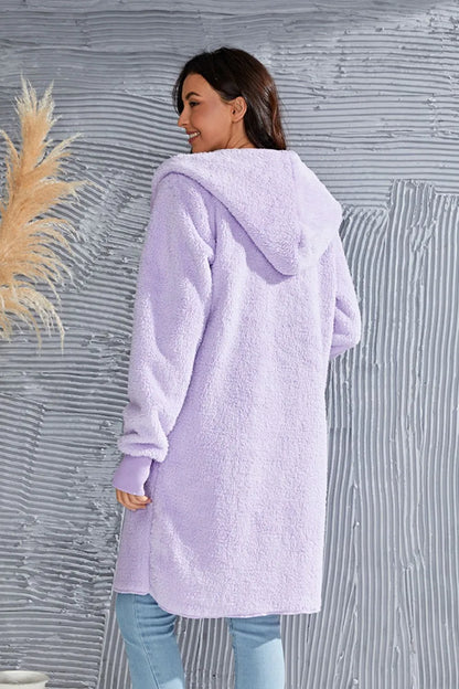 Double Take Full Size Hooded Teddy Bear Jacket with Thumbholes – Uneeque Designzz