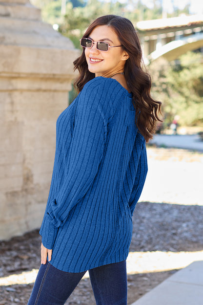 Basic Bae Full Size Ribbed Round Neck Long Sleeve Knit Top – Uneeque Designzz