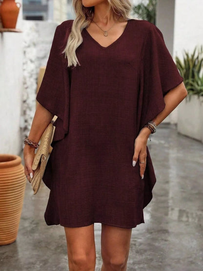 Ruffled Flutter Sleeve V-Neck Mini Dress – Uneeque Designzz