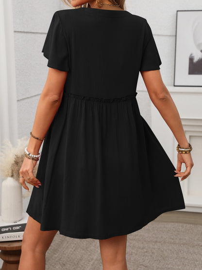 Button Front Flutter Sleeve Dress – Uneeque Designzz
