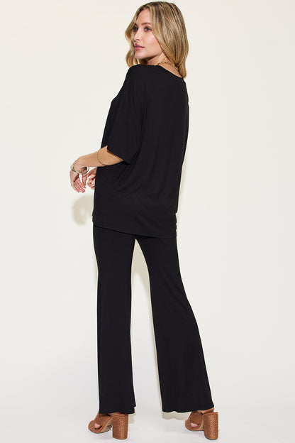 Basic Bae Full Size Bamboo Drop Shoulder T-Shirt and Flare Pants Set – Uneeque Designzz