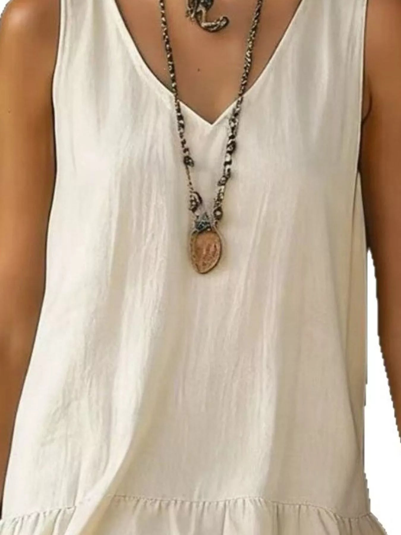 Full Size Ruffled Hem V-Neck Sleeveless Dress Plus Size by Trendsi