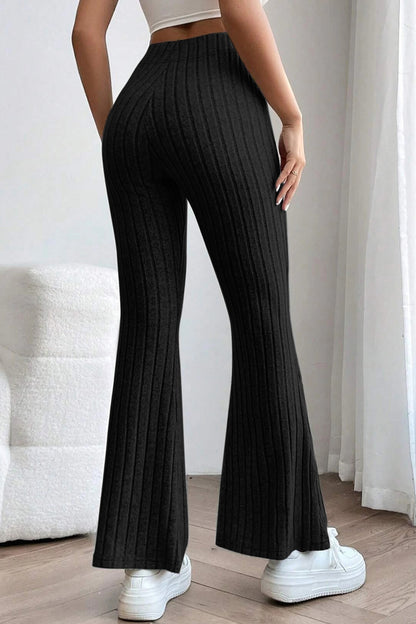 Basic Bae Full Size Ribbed High Waist Flare Pants – Uneeque Designzz