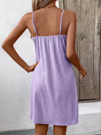 Ivy Lane Textured V-Neck Sleeveless Mini Cami Dress – Uneeque Designzz
