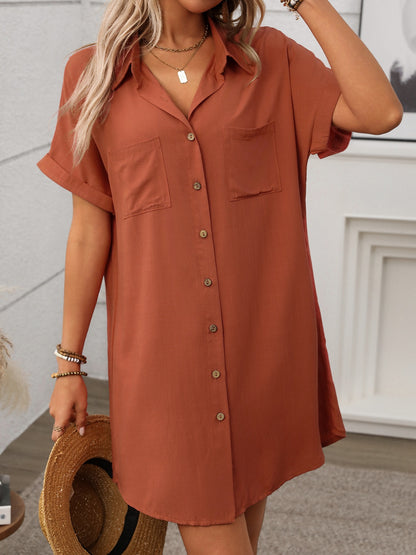 Button-Down Short Sleeve Mini Dress – Uneeque Designzz