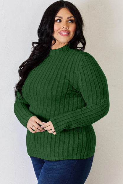 Basic Bae Full Size Ribbed Mock Neck Long Sleeve T-Shirt – Uneeque Designzz