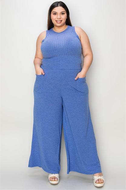Basic Bae Full Size Ribbed Tank and Wide Leg Pants Set – Uneeque Designzz