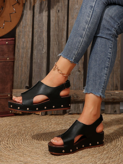 PU Leather Studded Wedge Sandals – Uneeque Designzz