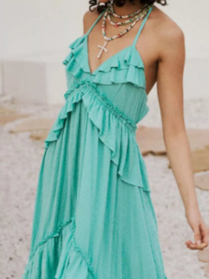 Ruffled Halter Maxi Dress – Flowy & Feminine – Uneeque Designzz