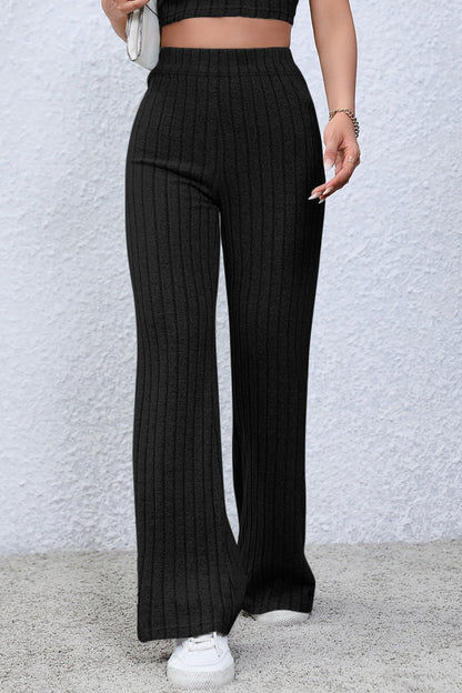 Basic Bae Full Size Ribbed High Waist Flare Pants – Uneeque Designzz