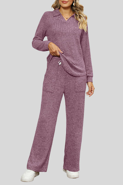 Ribbed Long Sleeve Top and Pocketed Pants Set – Uneeque Designzz