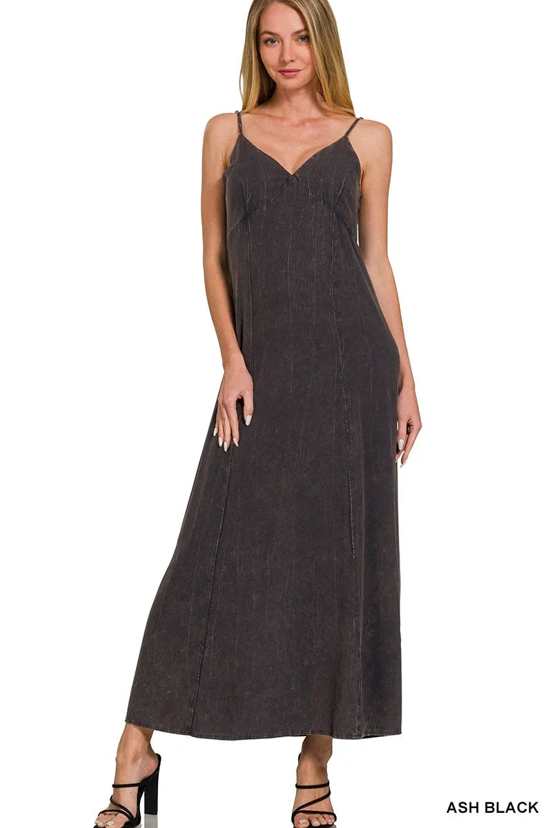 Zenana Mineral Washed Rayon Challis Cami Dress by Trendsi