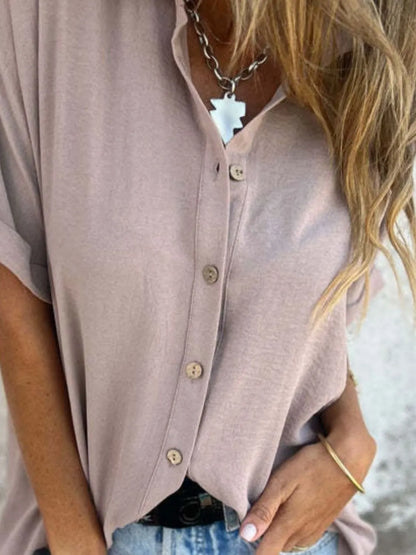 Full Size Collared Neck Half Sleeve Shirt Plus Size – Uneeque Designzz