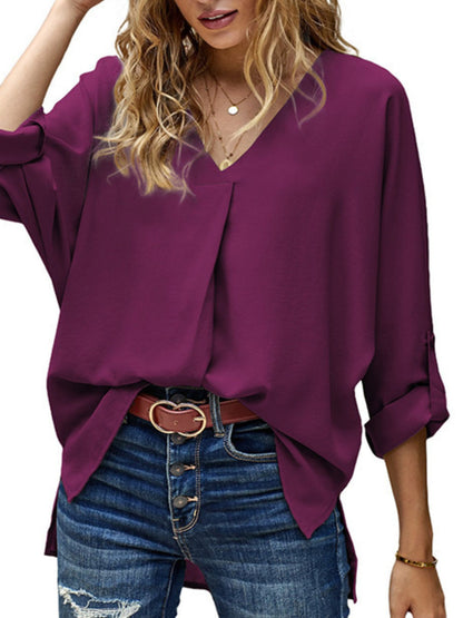 Elegant V-Neck Long Sleeve Blouse – Uneeque Designzz