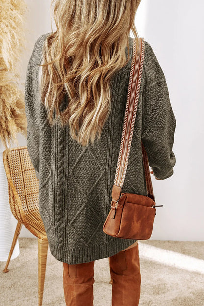 Cable-Knit Round Neck Sweater Dress – Uneeque Designzz