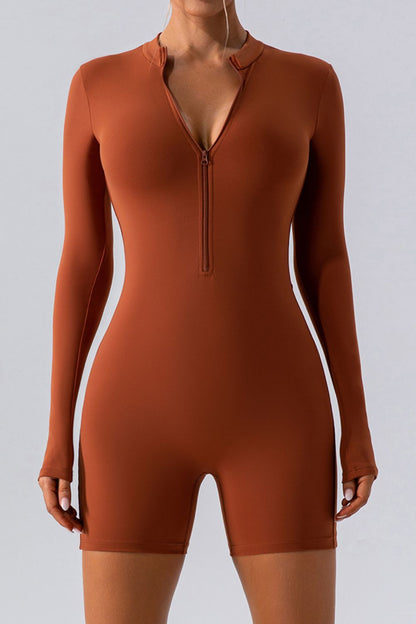 Half Zip Long Sleeve Active Romper – Uneeque Designzz