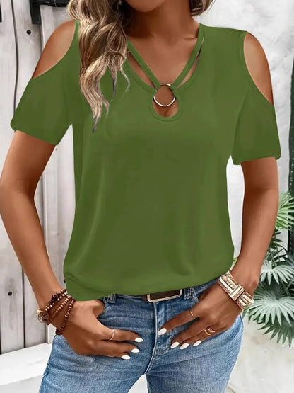 Cold Shoulder T-Shirt with Metal Ring Detail – Uneeque Designzz