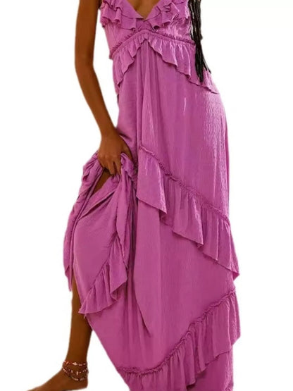 Ruffled Halter Maxi Dress – Flowy & Feminine – Uneeque Designzz