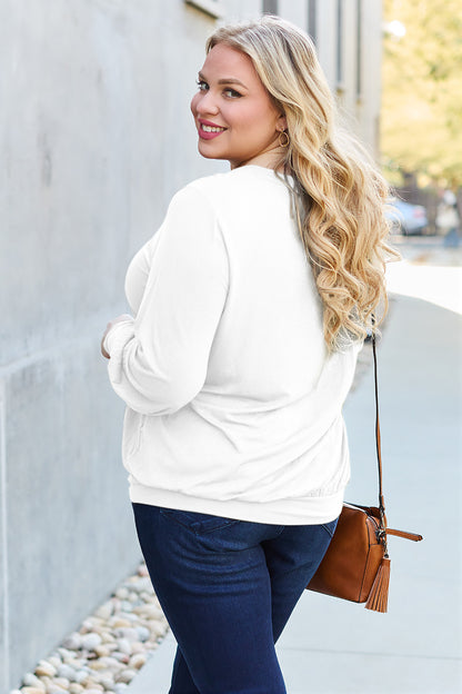 Basic Bae Full Size V-Neck Lantern Sleeve Top – Uneeque Designzz