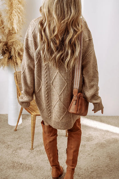 Cable-Knit Round Neck Sweater Dress – Uneeque Designzz
