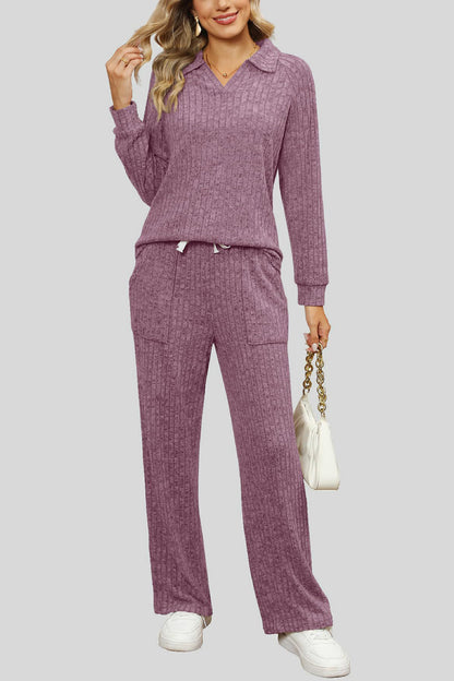 Ribbed Long Sleeve Top and Pocketed Pants Set – Uneeque Designzz
