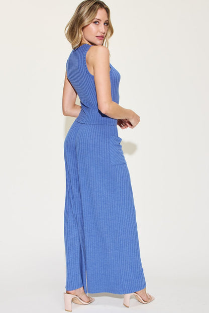 Basic Bae Full Size Ribbed Tank and Wide Leg Pants Set – Uneeque Designzz