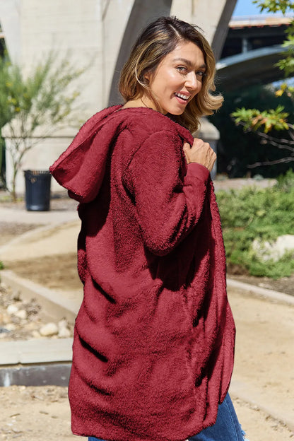 Double Take Full Size Hooded Teddy Bear Jacket with Thumbholes – Uneeque Designzz