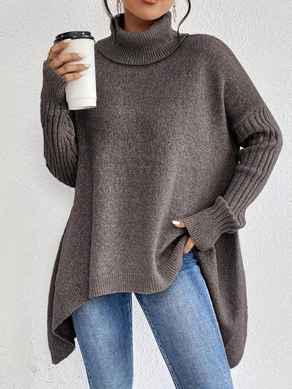 Turtleneck High-Low Hem Sweater – Uneeque Designzz