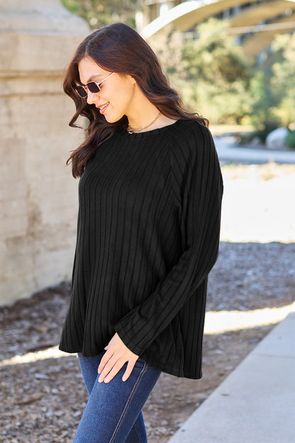 Basic Bae Full Size Ribbed Round Neck Long Sleeve Knit Top – Uneeque Designzz