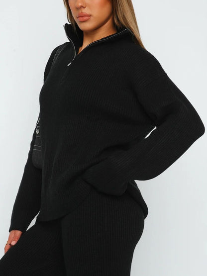 Quarter Zip Long Sleeve Top and Pants Set – Uneeque Designzz