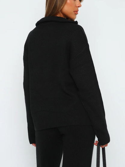 Quarter Zip Long Sleeve Top and Pants Set – Uneeque Designzz