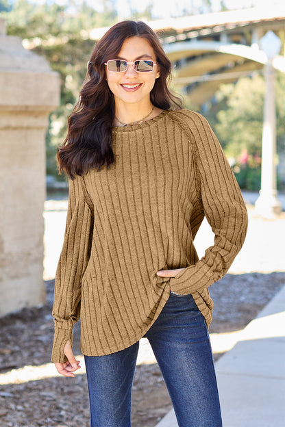 Basic Bae Full Size Ribbed Round Neck Long Sleeve Knit Top – Uneeque Designzz