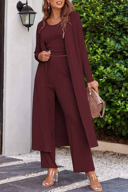 Drawstring Tank, Long Sleeve Cover Up and Pants Set – Uneeque Designzz