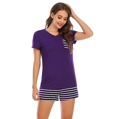 Striped Short Sleeve Top and Shorts Lounge Set – Uneeque Designzz
