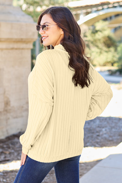 Basic Bae Full Size Ribbed Exposed Seam Mock Neck Knit Top – Uneeque Designzz