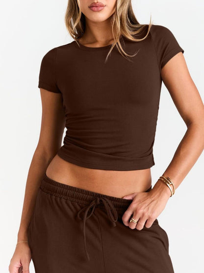 Round Neck Short Sleeve Tee and Pants Set – Uneeque Designzz