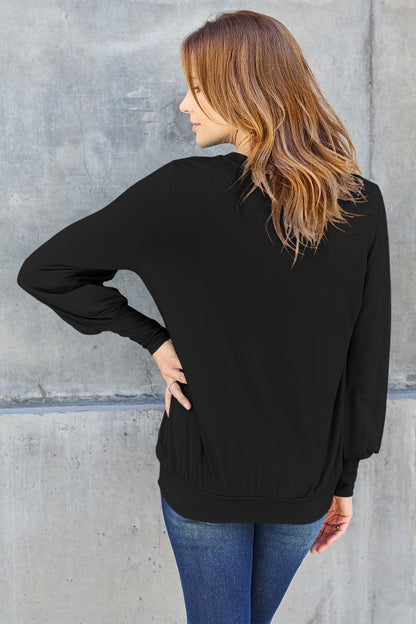 Basic Bae Full Size V-Neck Lantern Sleeve Top – Uneeque Designzz